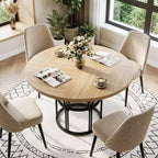 Table à manger ronde de 47" pour 4 à 6 personnes avec étagère de rangement et cadre en métal