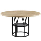 Table à manger ronde de 47" pour 4 à 6 personnes avec étagère de rangement et cadre en métal