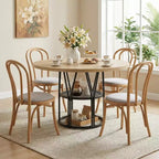 Table à manger ronde de 47" pour 4 à 6 personnes avec étagère de rangement et cadre en métal