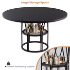 Table à manger ronde de 47" pour 4 à 6 personnes avec étagère de rangement et cadre en métal