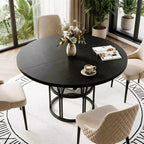 Table à manger ronde de 47" pour 4 à 6 personnes avec étagère de rangement et cadre en métal