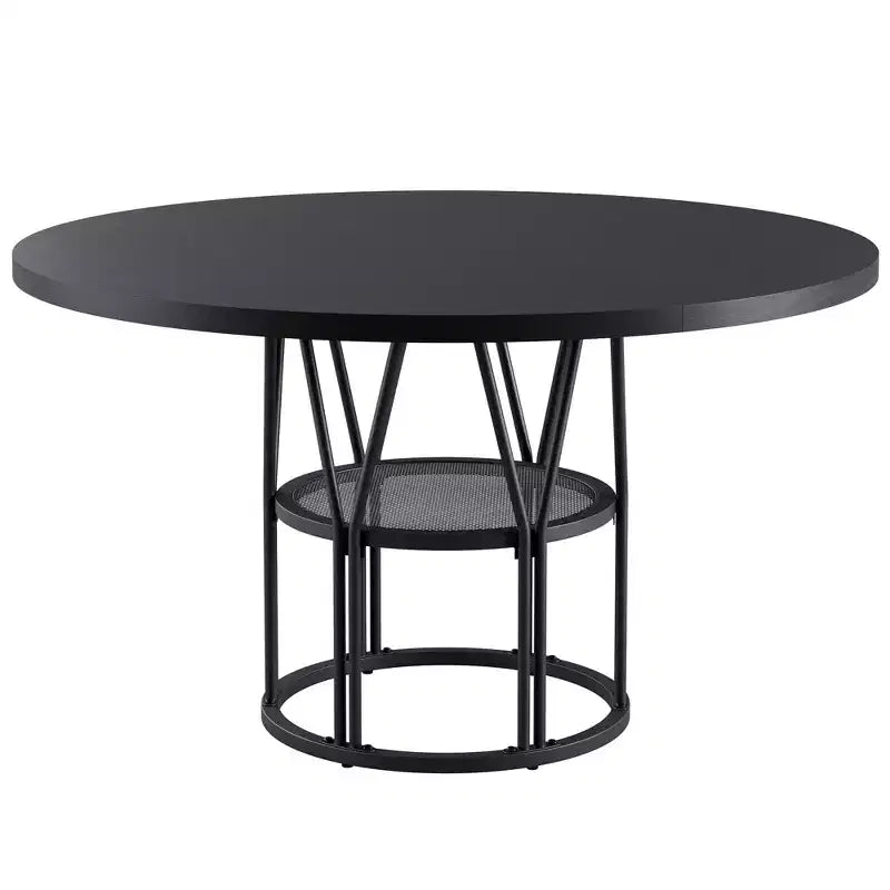 Table à manger ronde de 47" pour 4 à 6 personnes avec étagère de rangement et cadre en métal