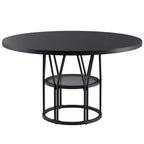 Table à manger ronde de 47" pour 4 à 6 personnes avec étagère de rangement et cadre en métal