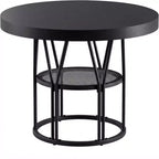 Table à manger ronde de 47" pour 4 à 6 personnes avec étagère de rangement et cadre en métal