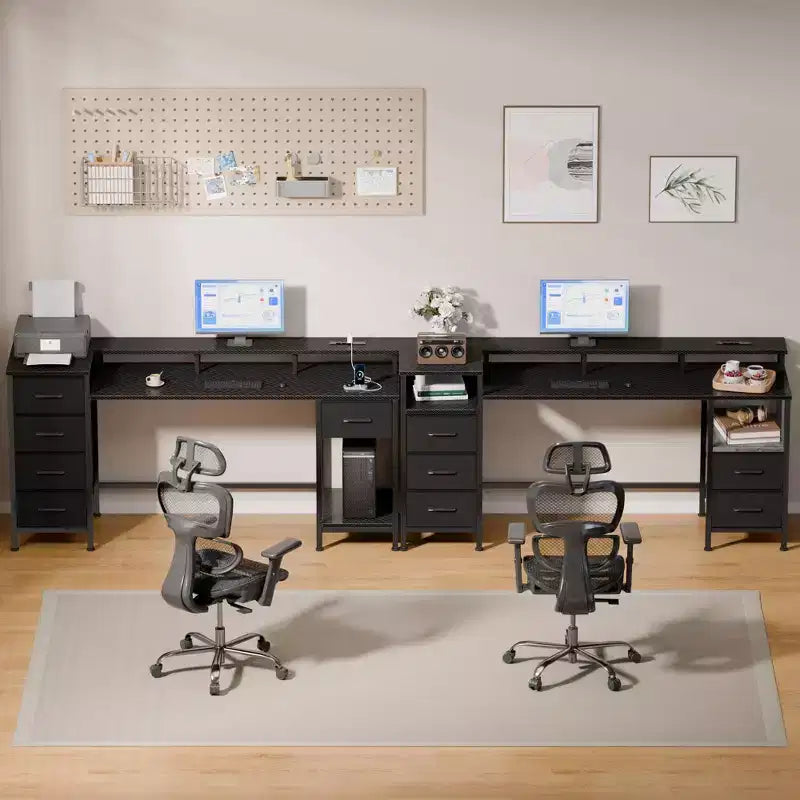 Bureau de jeu de 55 pouces avec lumières LED, station de charge et tiroirs en tissu