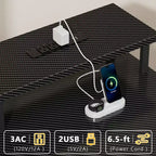 Bureau de jeu de 55 pouces avec lumières LED, station de charge et tiroirs en tissu