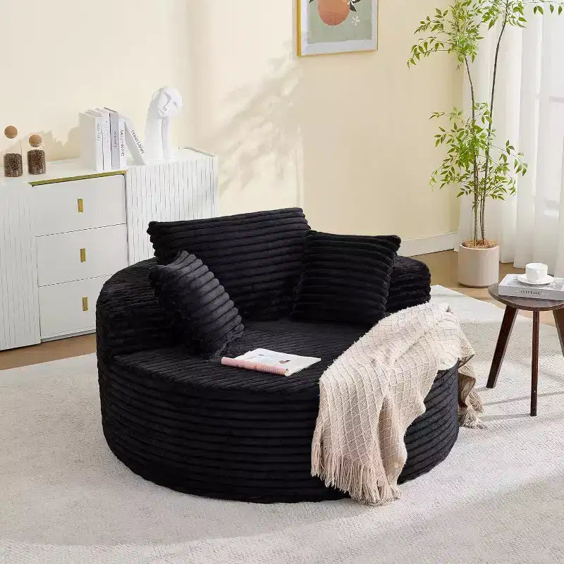Chauffeuse nuage surdimensionnée en velours côtelé de 140 cm avec coussins