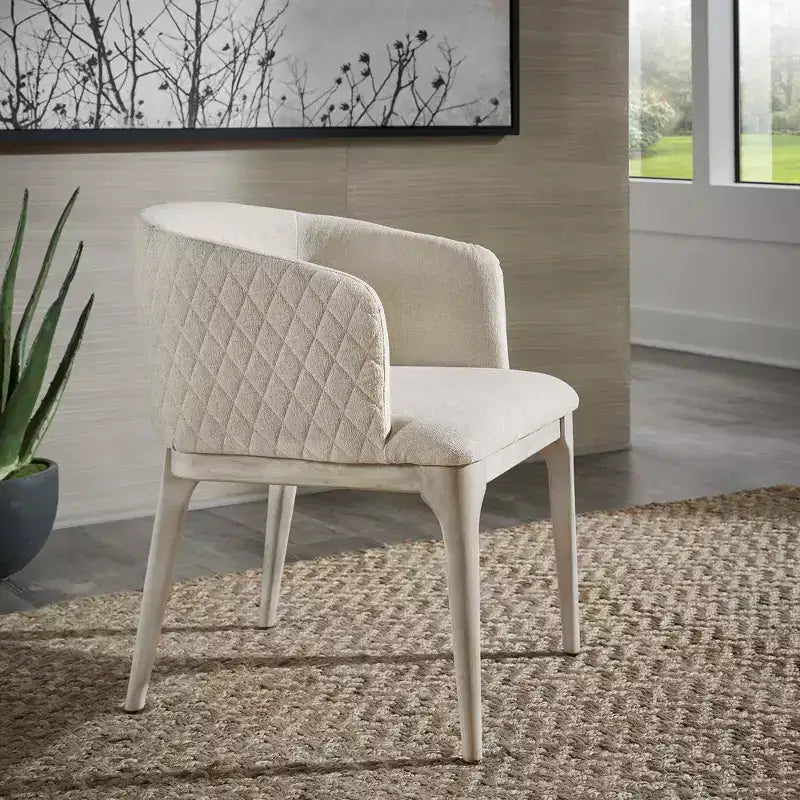 Chaise de salle à manger chinée – Blanc/Beige