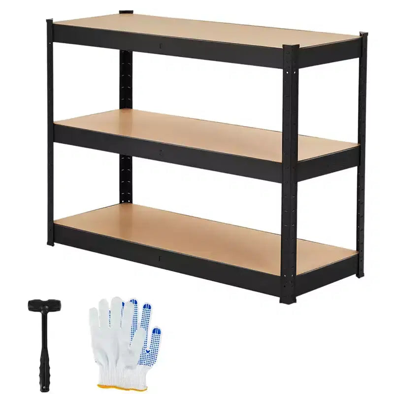 Étagère de rangement à 3 niveaux en acier au carbone et MDF – Capacité de 180 kg par tablette