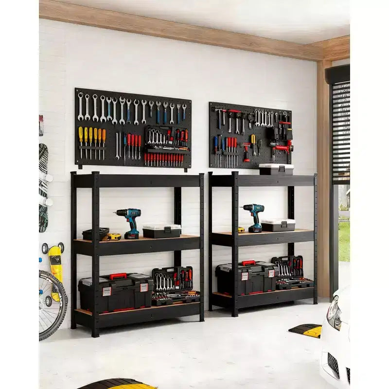 Étagère de rangement à 3 niveaux en acier au carbone et MDF – Capacité de 180 kg par tablette