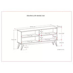 Bibliothèque basse de 76 cm avec 4 étagères fixes – Bois d'hévéa brun teck