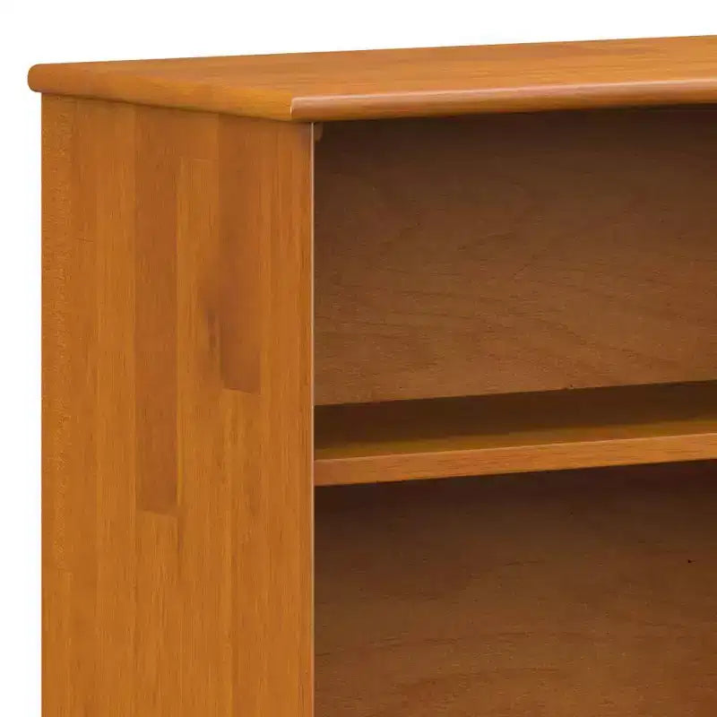 Bibliothèque basse de 76 cm avec 4 étagères fixes – Bois d'hévéa brun teck