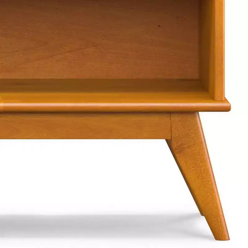 Bibliothèque basse de 76 cm avec 4 étagères fixes – Bois d'hévéa brun teck