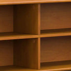 Bibliothèque basse de 76 cm avec 4 étagères fixes – Bois d'hévéa brun teck