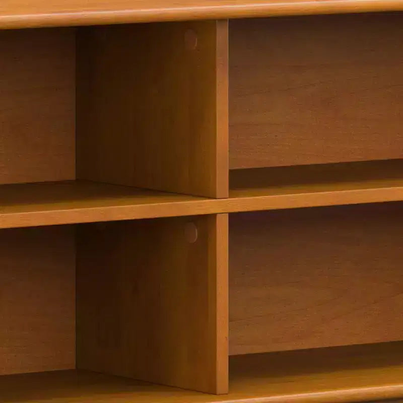 Bibliothèque basse de 76 cm avec 4 étagères fixes – Bois d'hévéa brun teck