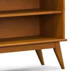 Bibliothèque basse de 76 cm avec 4 étagères fixes – Bois d'hévéa brun teck