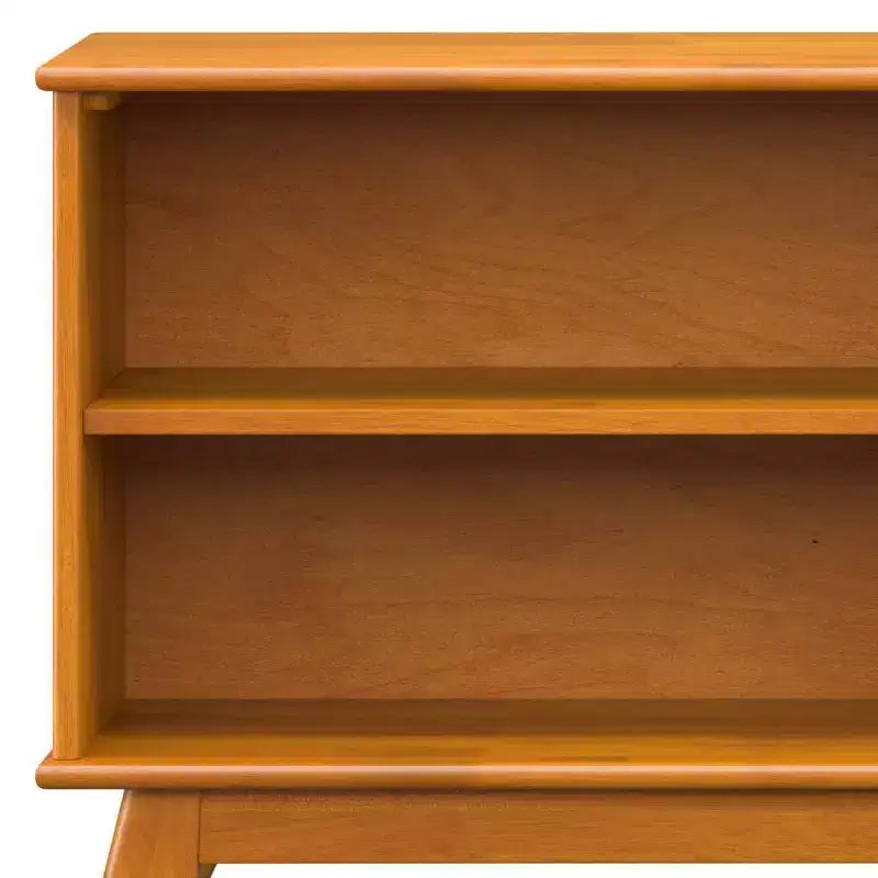 Bibliothèque basse de 76 cm avec 4 étagères fixes – Bois d'hévéa brun teck