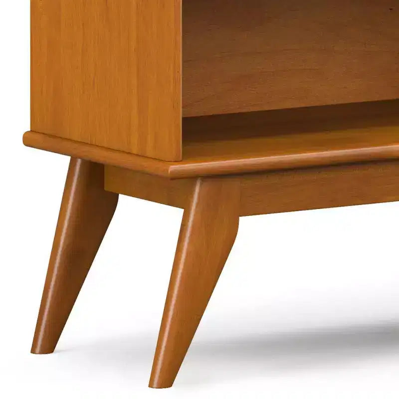 Bibliothèque basse de 76 cm avec 4 étagères fixes – Bois d'hévéa brun teck