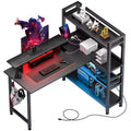 COMHOMA Office Desk 55" Computer Desk with Shelves L Shape Corner Desk with Monitor Stand Black