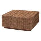 Table basse en jonc de mer naturel et marron clair
