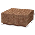 Table basse en jonc de mer naturel et marron clair