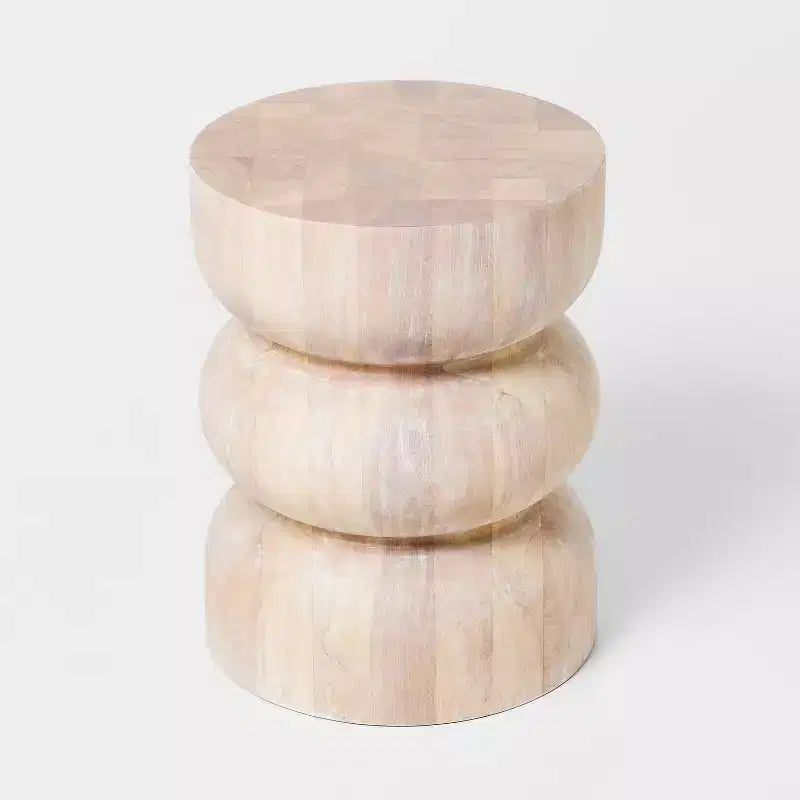 Table d'appoint blanche cérusée