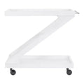 Jepperd Z-Shaped Solid Wood and Tempered Glass Top Rolling Bar Cart - Powell