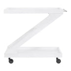 Jepperd Z-Shaped Solid Wood and Tempered Glass Top Rolling Bar Cart - Powell