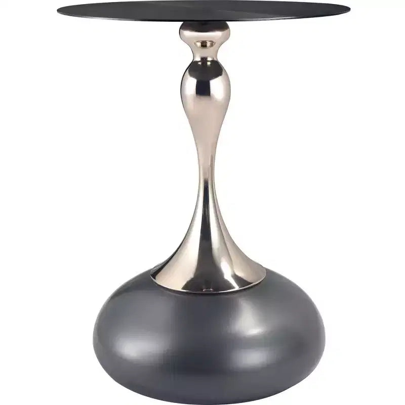 Table d'appoint/de chevet sur pied moderne en acier inoxydable noir
