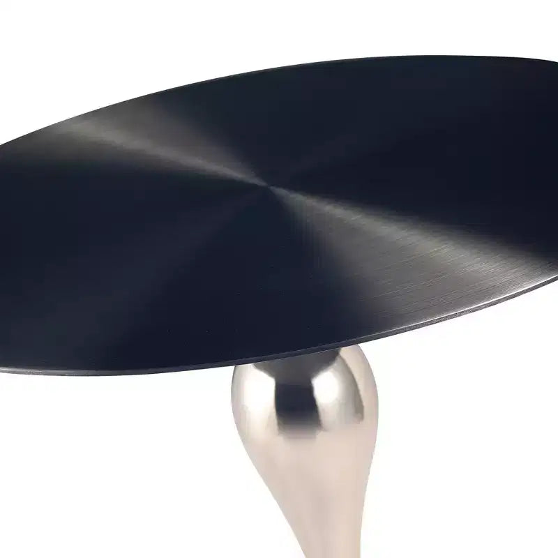 Table d'appoint/de chevet sur pied moderne en acier inoxydable noir
