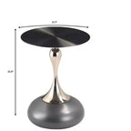 Table d'appoint/de chevet sur pied moderne en acier inoxydable noir