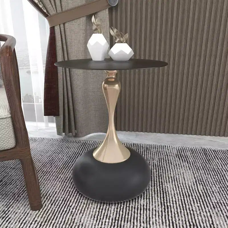 Table d'appoint/de chevet sur pied moderne en acier inoxydable noir