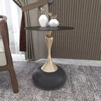 Table d'appoint/de chevet sur pied moderne en acier inoxydable noir
