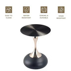 Table d'appoint/de chevet sur pied moderne en acier inoxydable noir