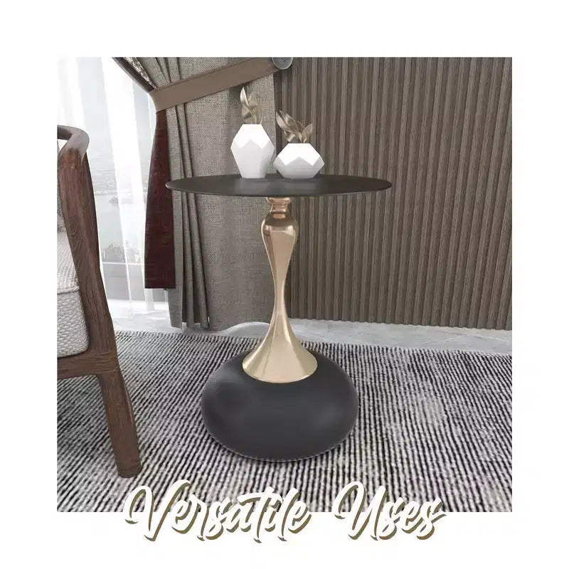 Table d'appoint/de chevet sur pied moderne en acier inoxydable noir
