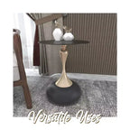 Table d'appoint/de chevet sur pied moderne en acier inoxydable noir