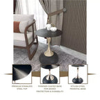 Table d'appoint/de chevet sur pied moderne en acier inoxydable noir