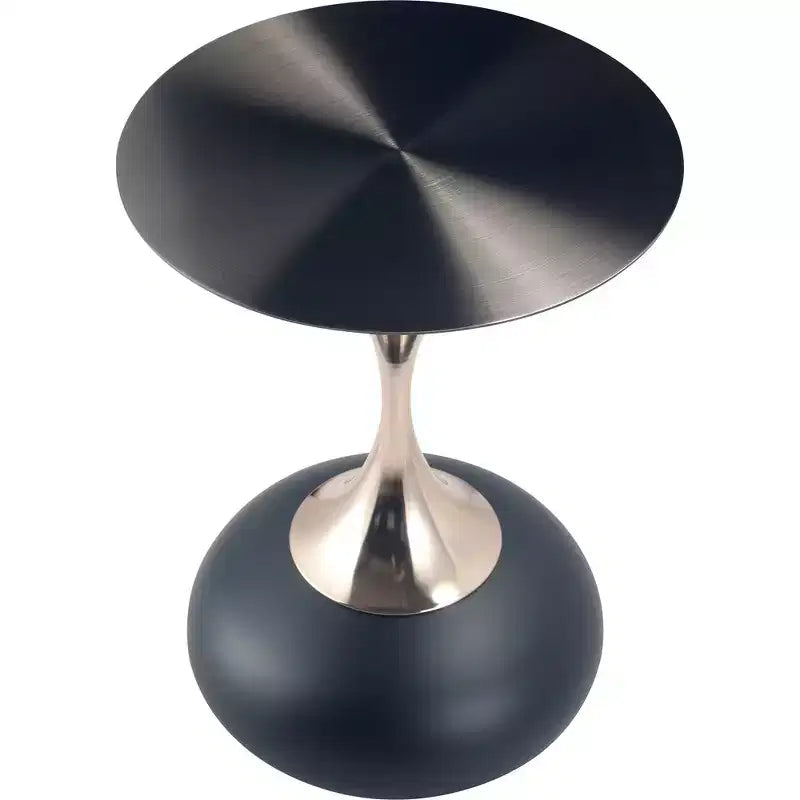 Table d'appoint/de chevet sur pied moderne en acier inoxydable noir