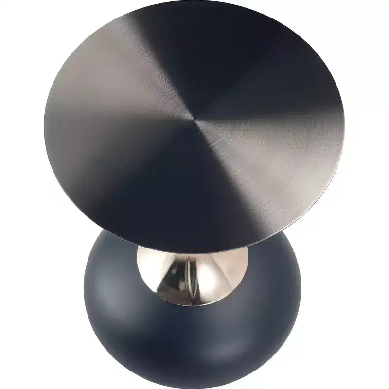 Table d'appoint/de chevet sur pied moderne en acier inoxydable noir
