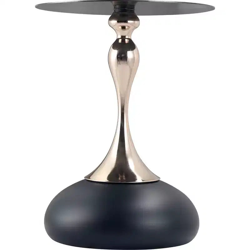Table d'appoint/de chevet sur pied moderne en acier inoxydable noir