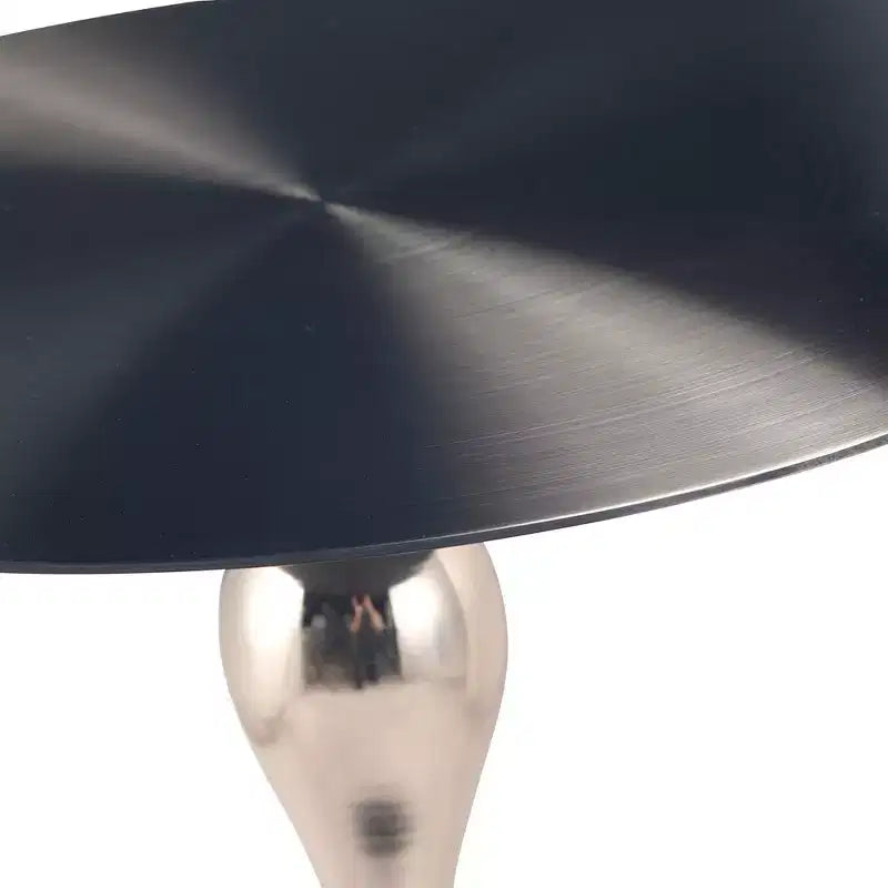 Table d'appoint/de chevet sur pied moderne en acier inoxydable noir