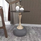 Table d'appoint/de chevet sur pied moderne en acier inoxydable noir