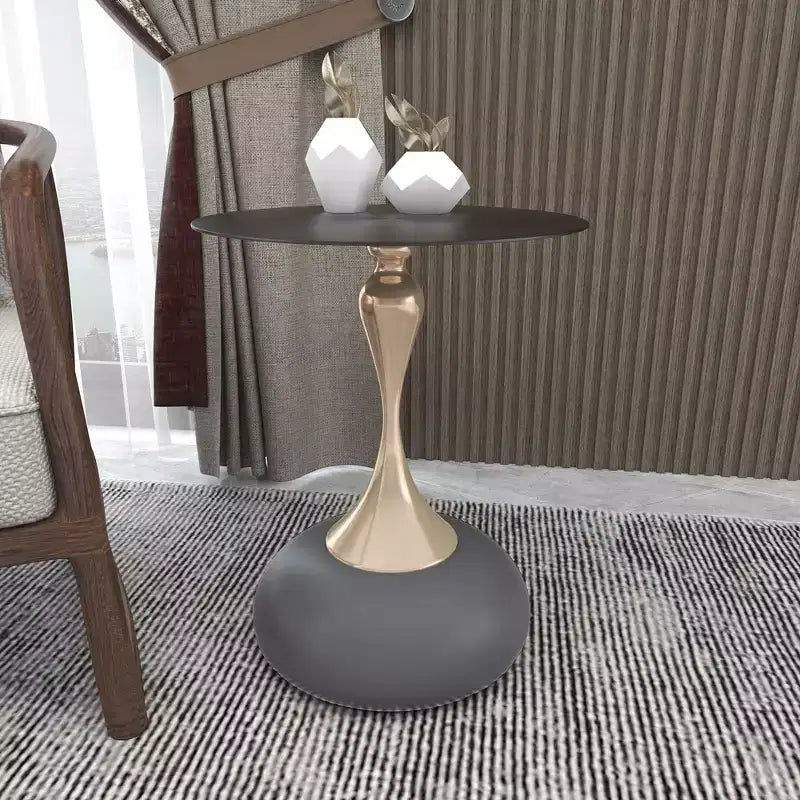 Table d'appoint/de chevet sur pied moderne en acier inoxydable noir