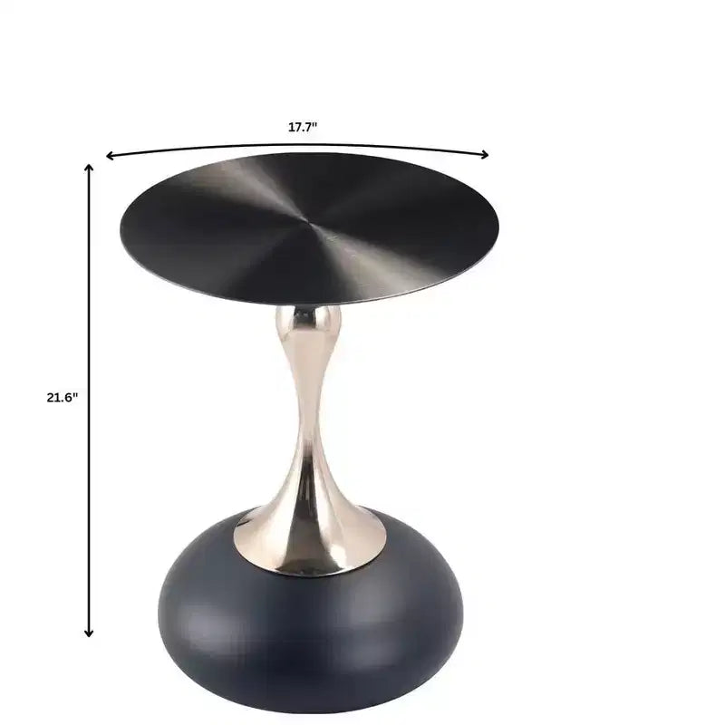 Table d'appoint/de chevet sur pied moderne en acier inoxydable noir