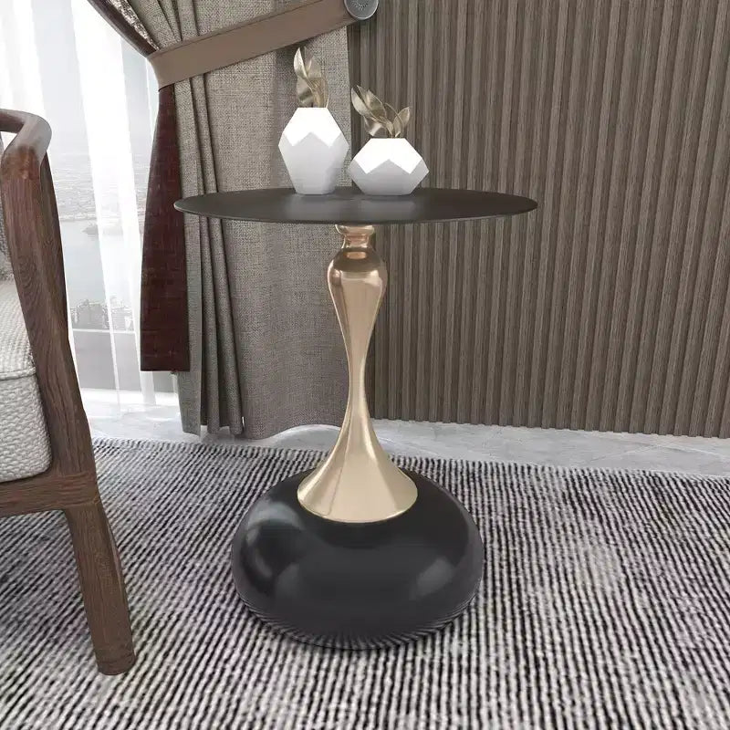 Table d'appoint/de chevet sur pied moderne en acier inoxydable noir