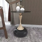 Table d'appoint/de chevet sur pied moderne en acier inoxydable noir