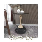 Table d'appoint/de chevet sur pied moderne en acier inoxydable noir
