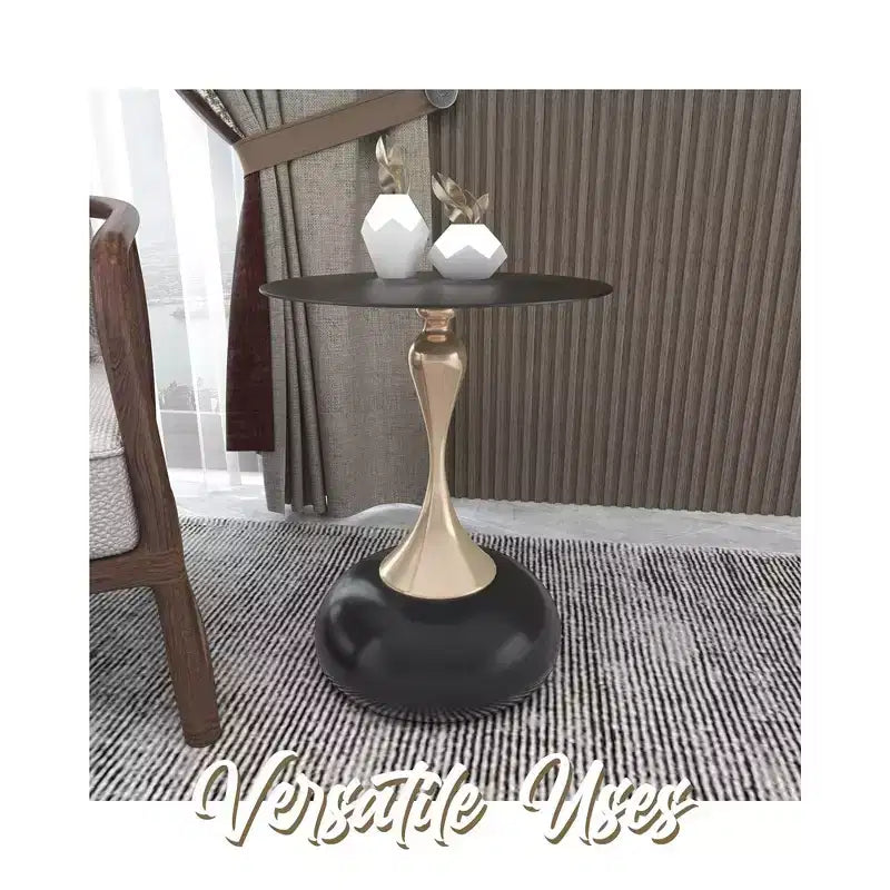 Table d'appoint/de chevet sur pied moderne en acier inoxydable noir