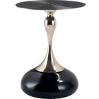 Table d'appoint/de chevet sur pied moderne en acier inoxydable noir