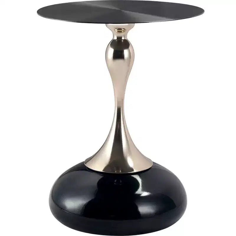 Table d'appoint/de chevet sur pied moderne en acier inoxydable noir